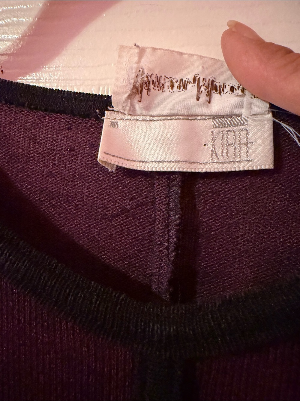 Neiman Marcus Plum Long-Sleeve Fit & Flare Knit Rib Dress - Picture 3 of 5